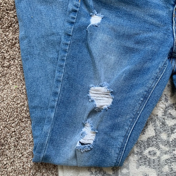 OLD NAVY | Medium Wash High Rise Distressed Faded Button Fly Jeans - Picture 4 of 6